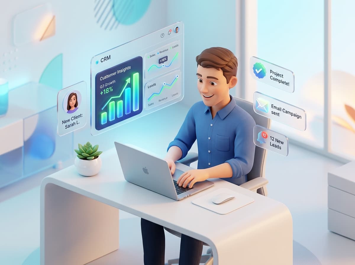 GRN CRM 3D Smart Workflow Illustration